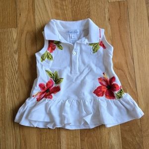 Ralph Lauren Hibiscus Sleeveless Polo Ruffle Dress, Size 3 months